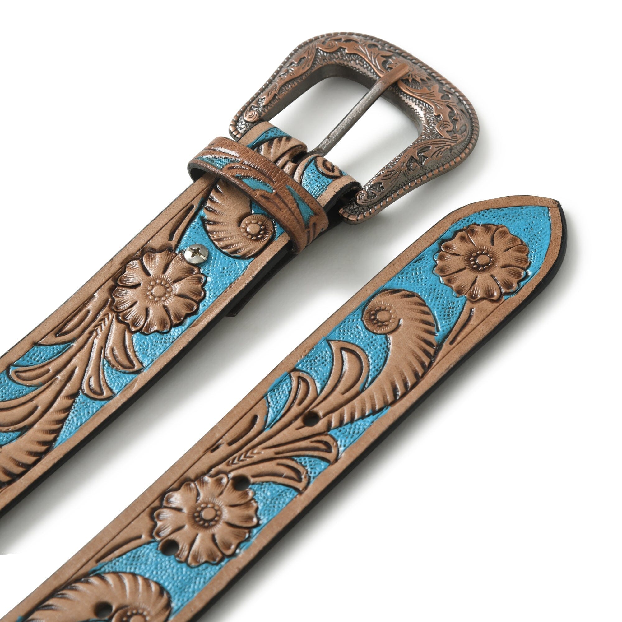 Teeter Leather Belt - Blue & Brown