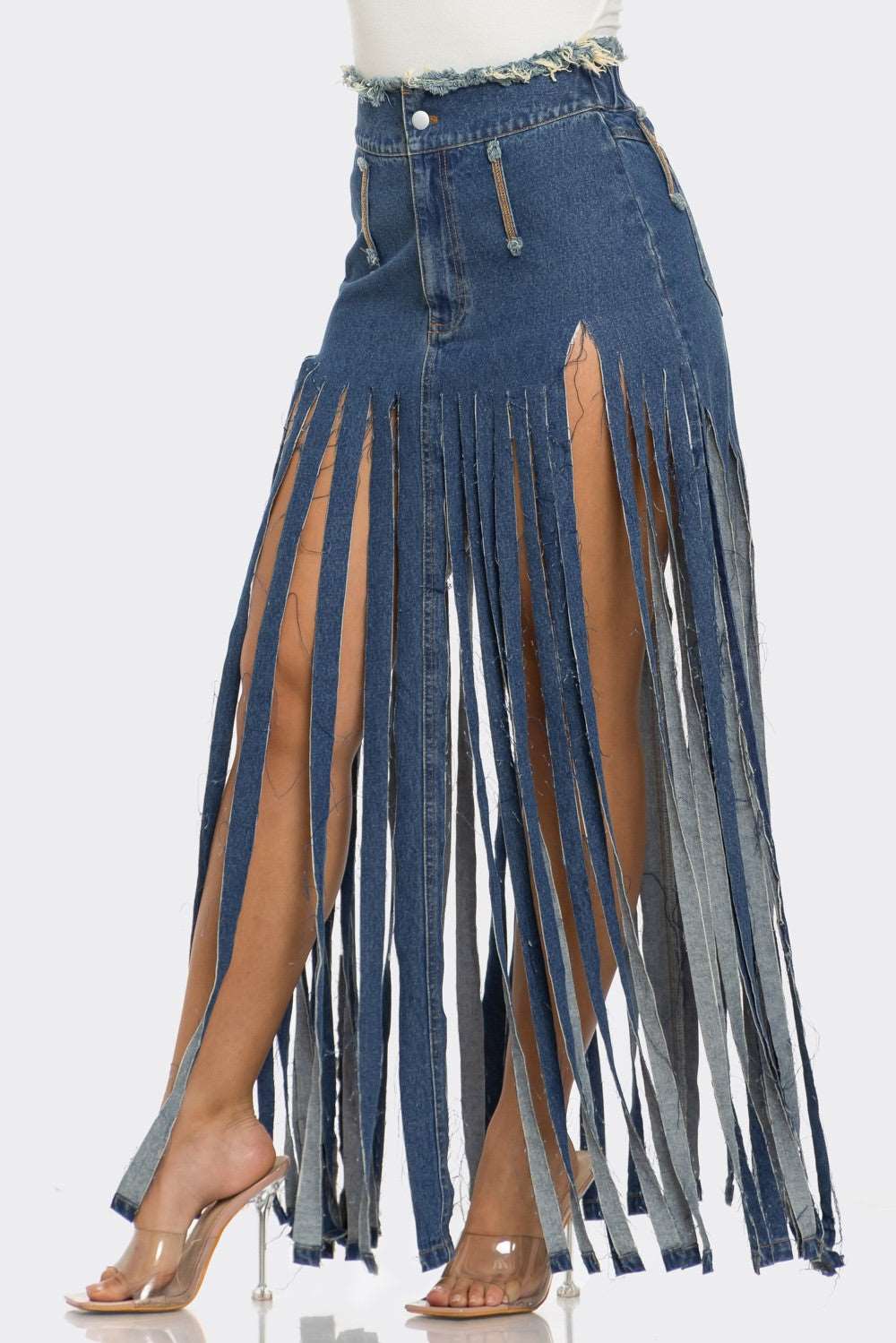 Lucy Fringe Denim Skirt