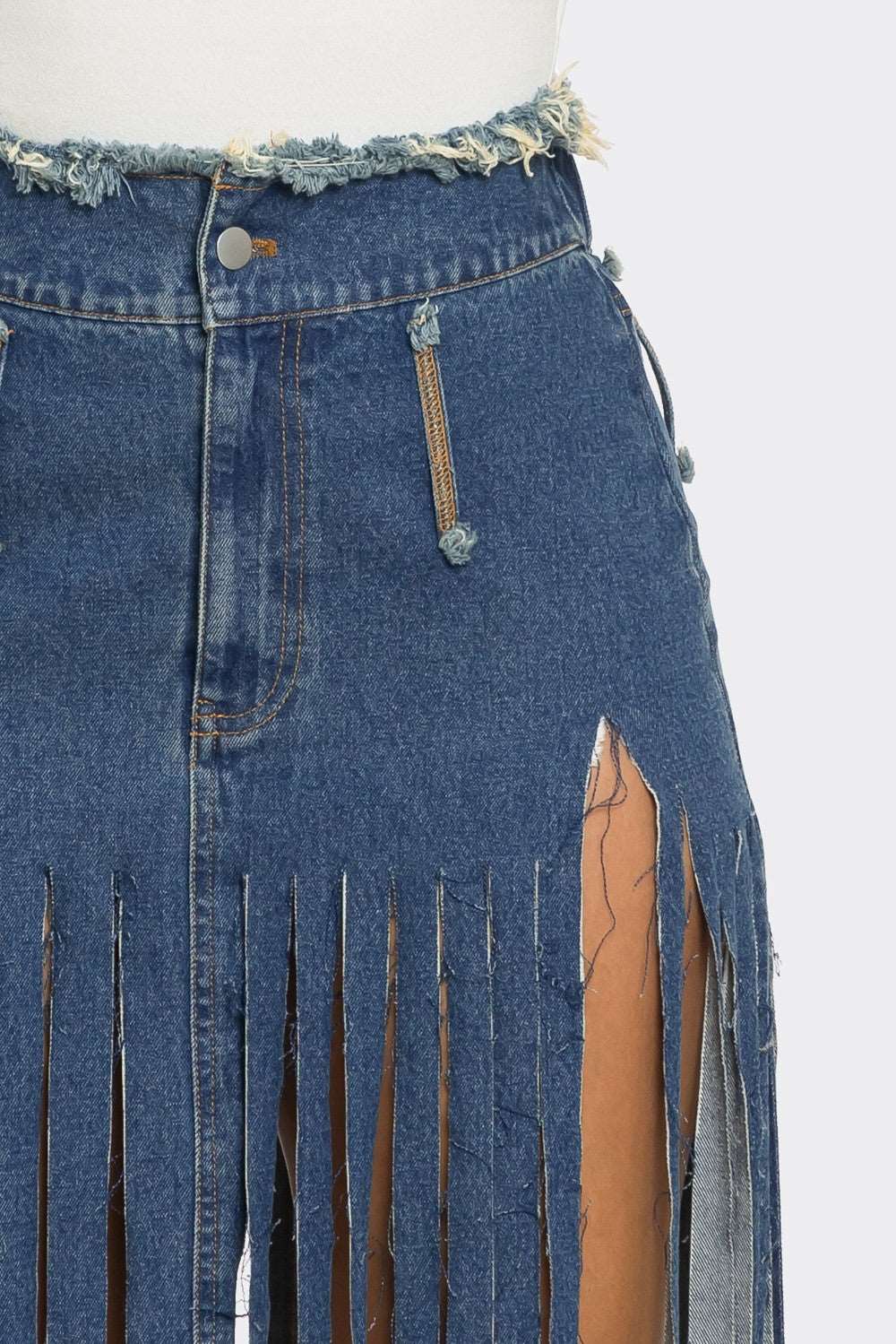 Lucy Fringe Denim Skirt