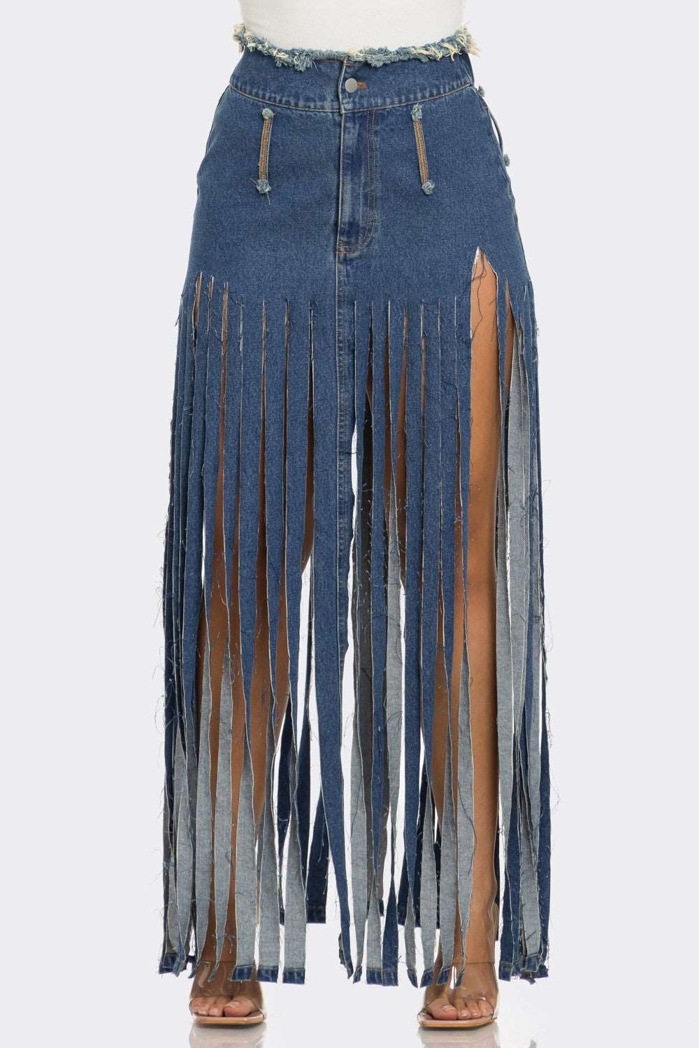 Lucy Fringe Denim Skirt