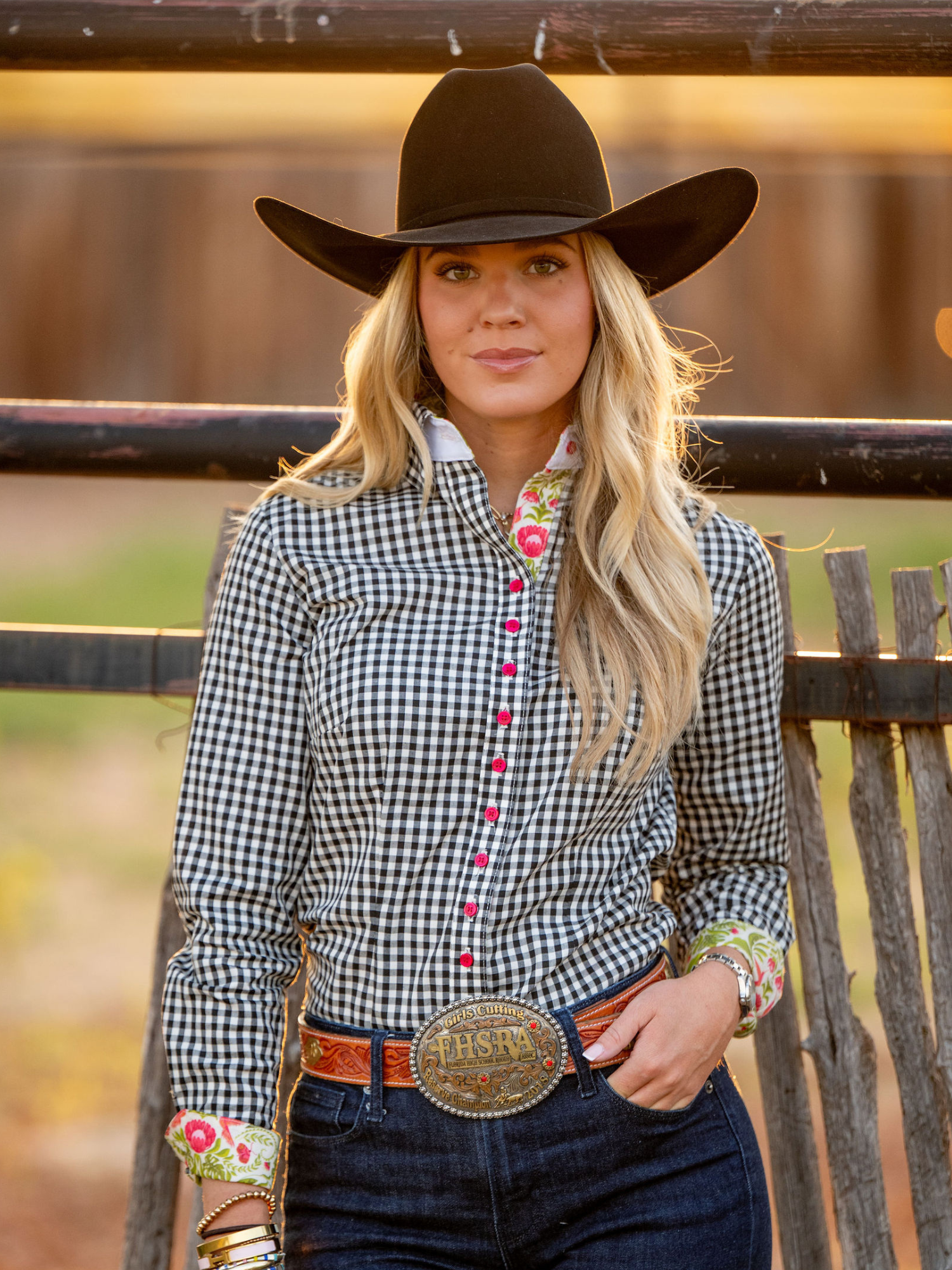 Diesel Black and Cream Gingham Women's Western Shirt