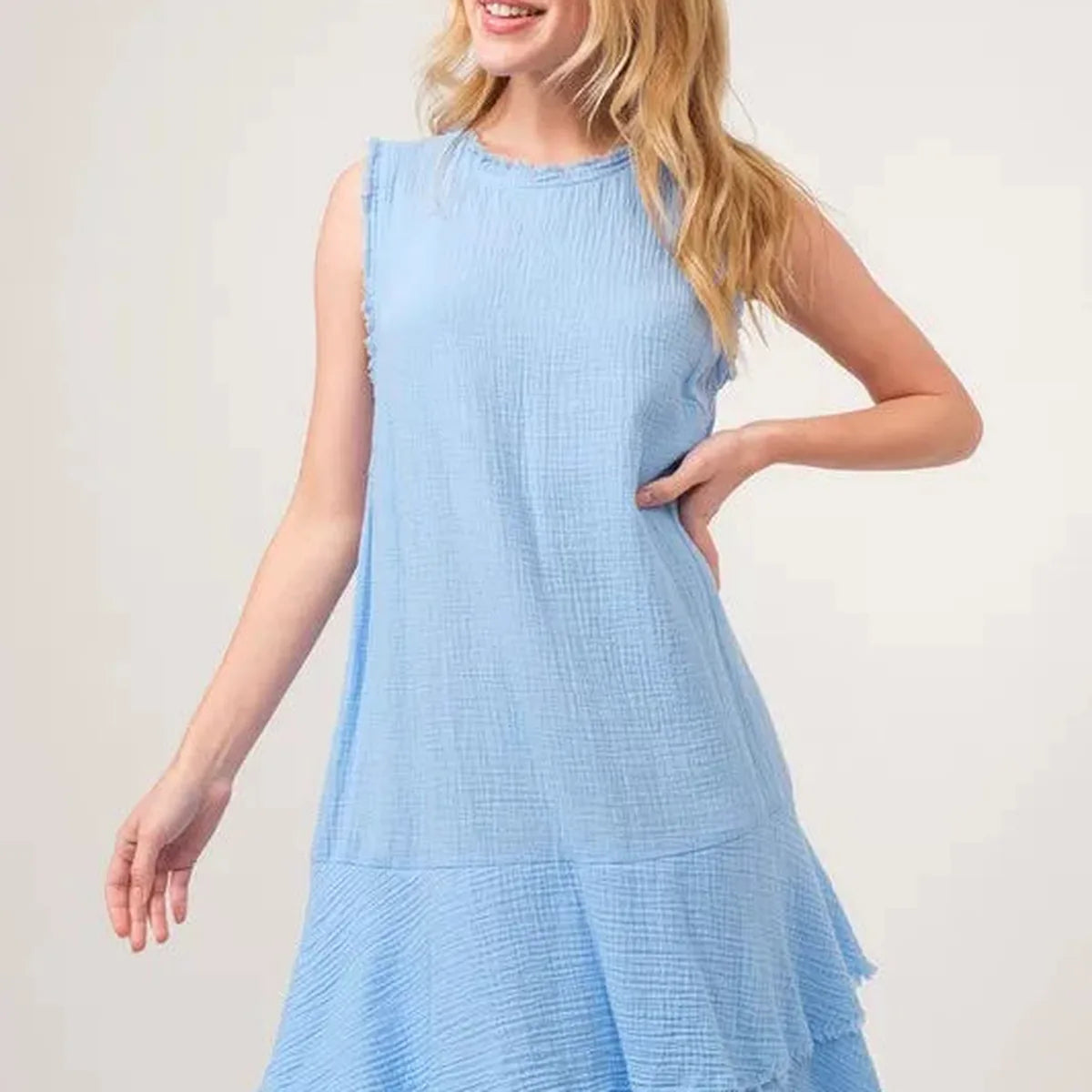 Kitty Washed Fringe Tiered Dress
