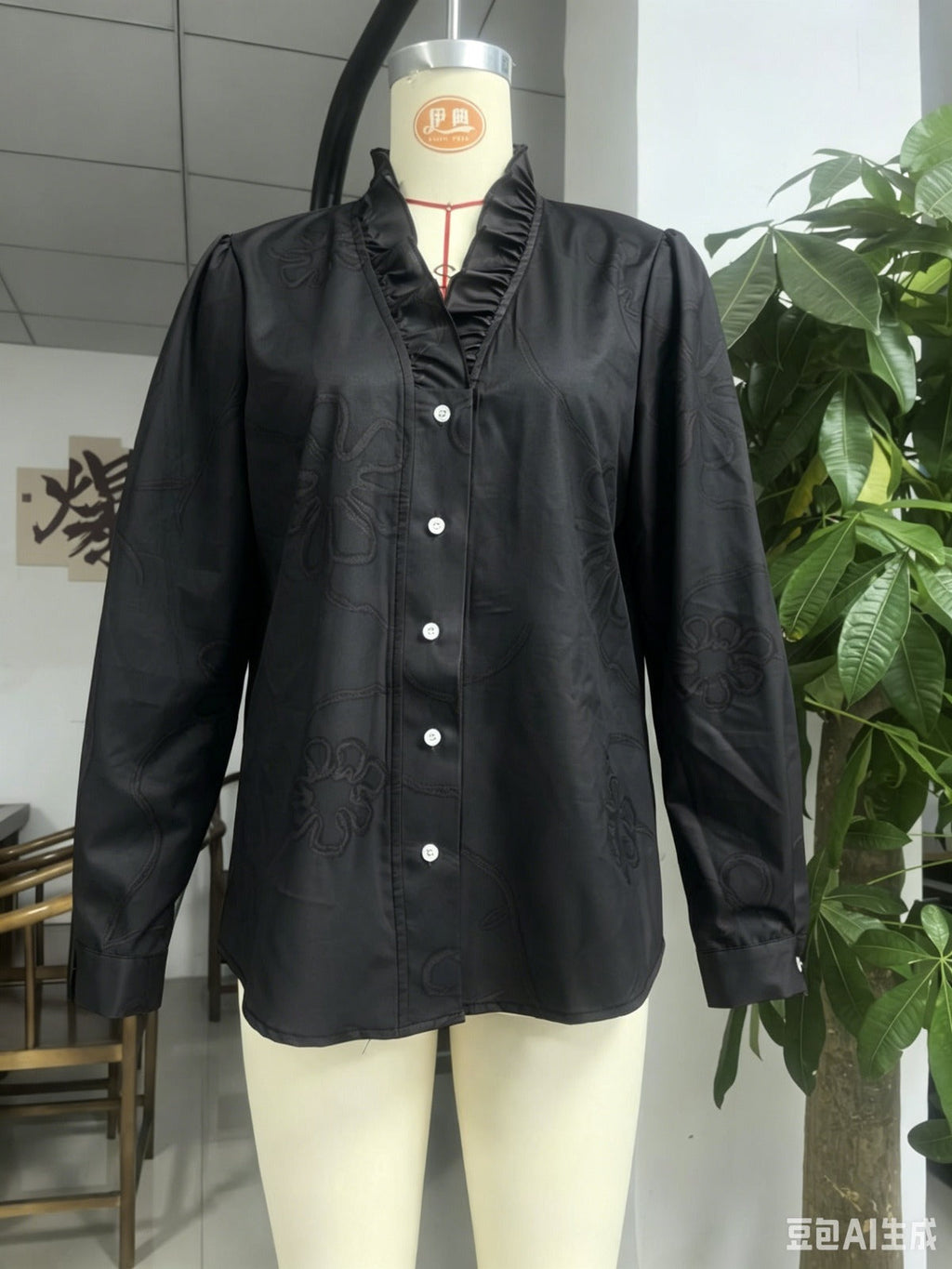 Amber Lace Print Cotton Linen Blouse