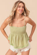 Bridget Fringed Hem Smocked Cami for Casual Summer Style