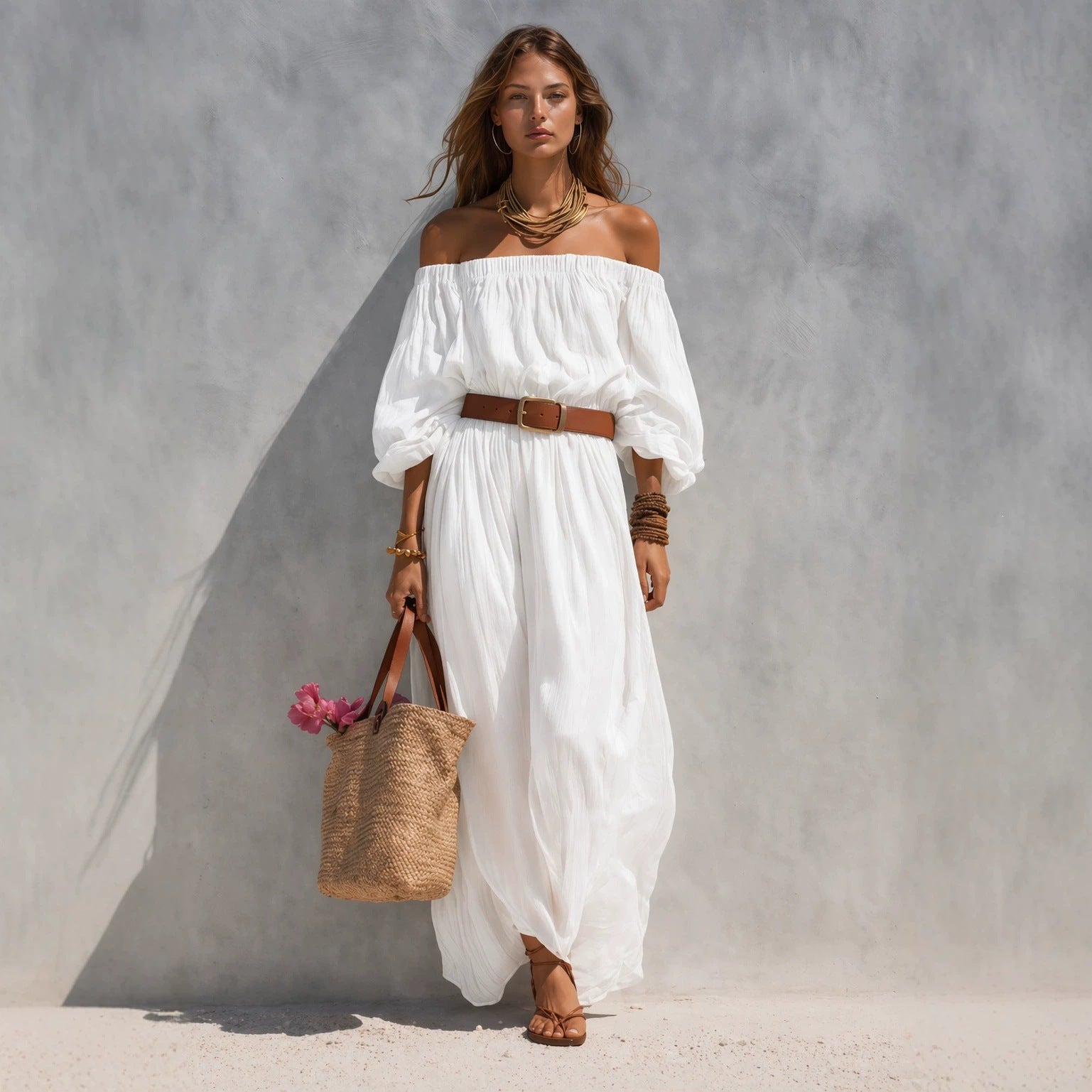 Meghan Cotton-Linen Maxi Dress