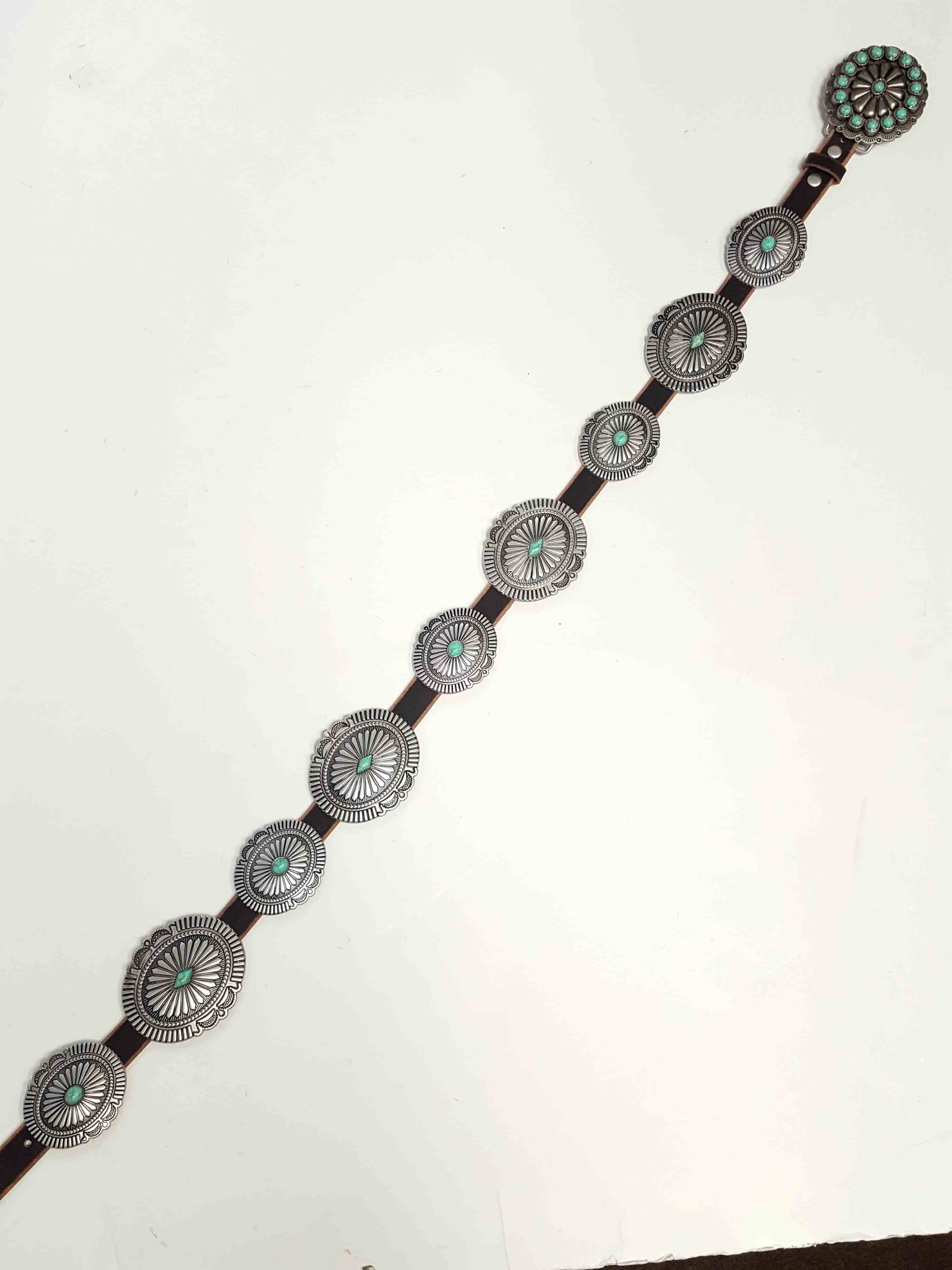 Poppy Genuine Distressed Leather Western Concho Belt