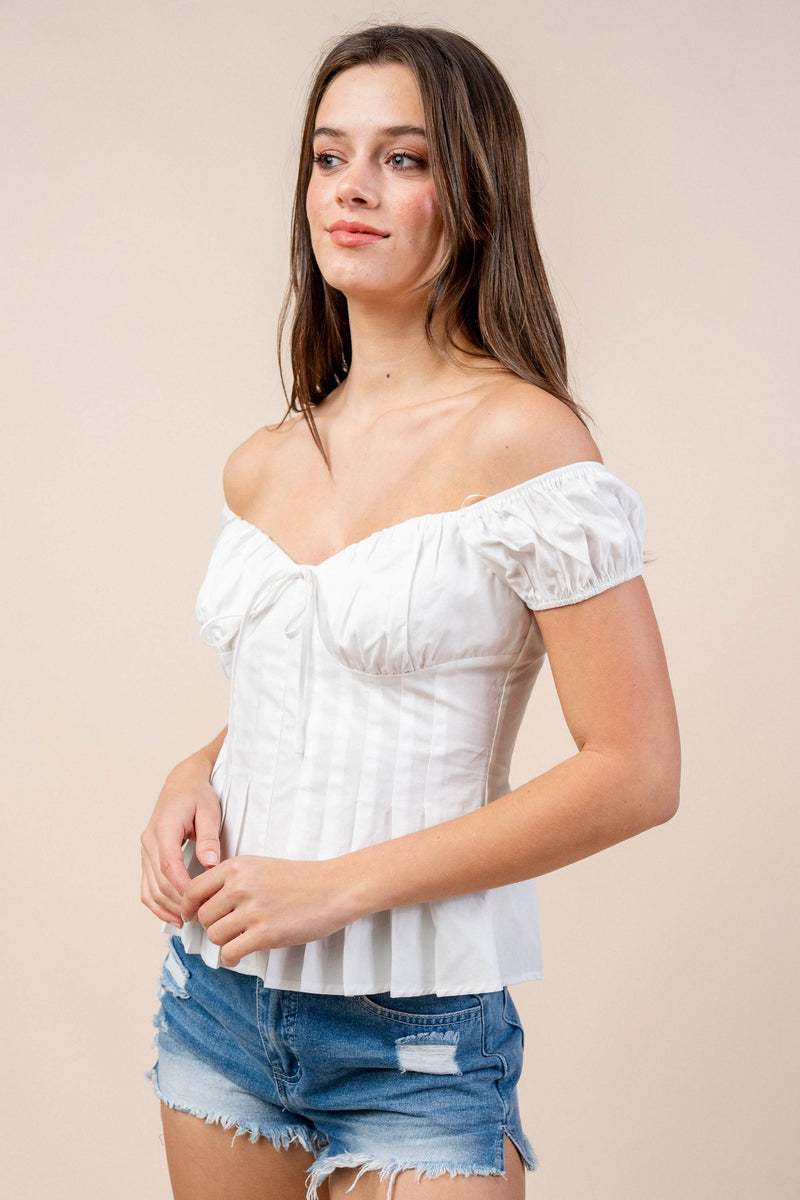 Sarge Off-Shoulder Cotton Peplum Top