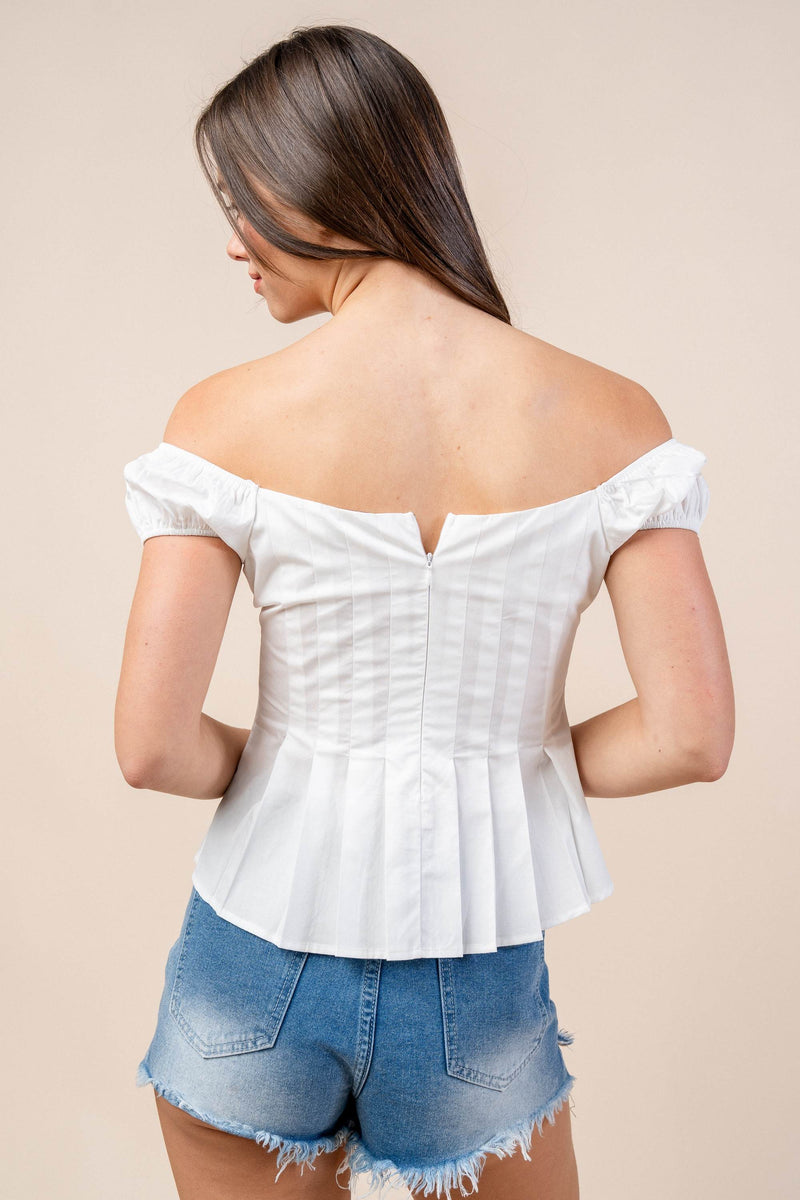 Sarge Off-Shoulder Cotton Peplum Top