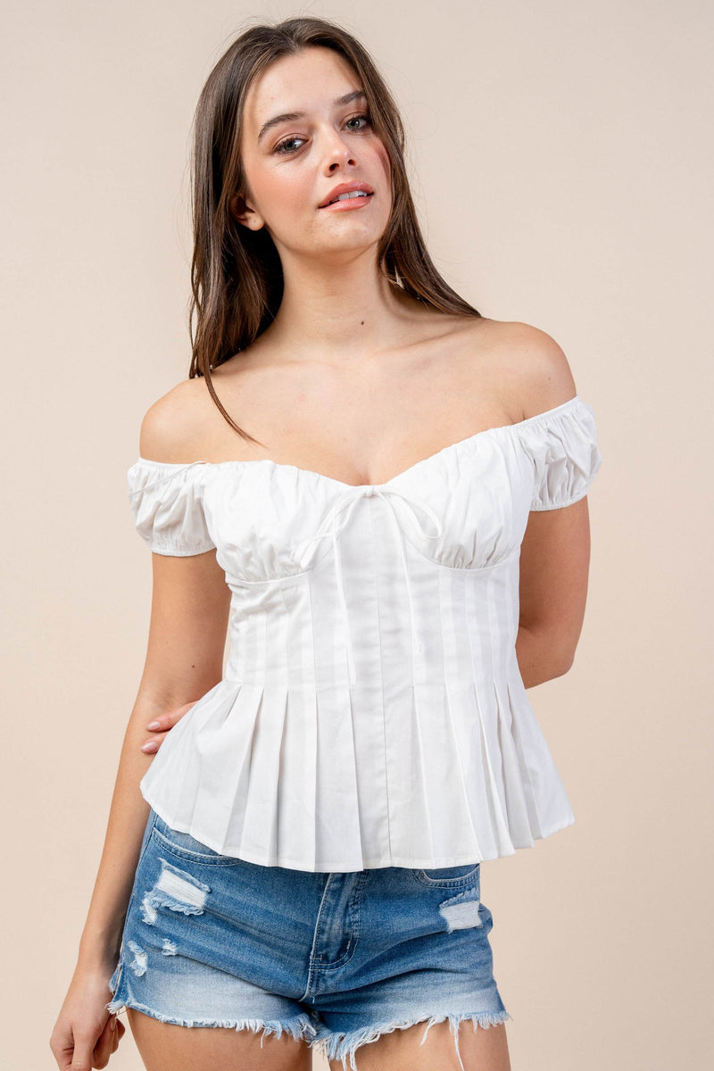 Sarge Off-Shoulder Cotton Peplum Top