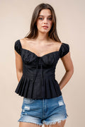 Sarge Off-Shoulder Cotton Peplum Top