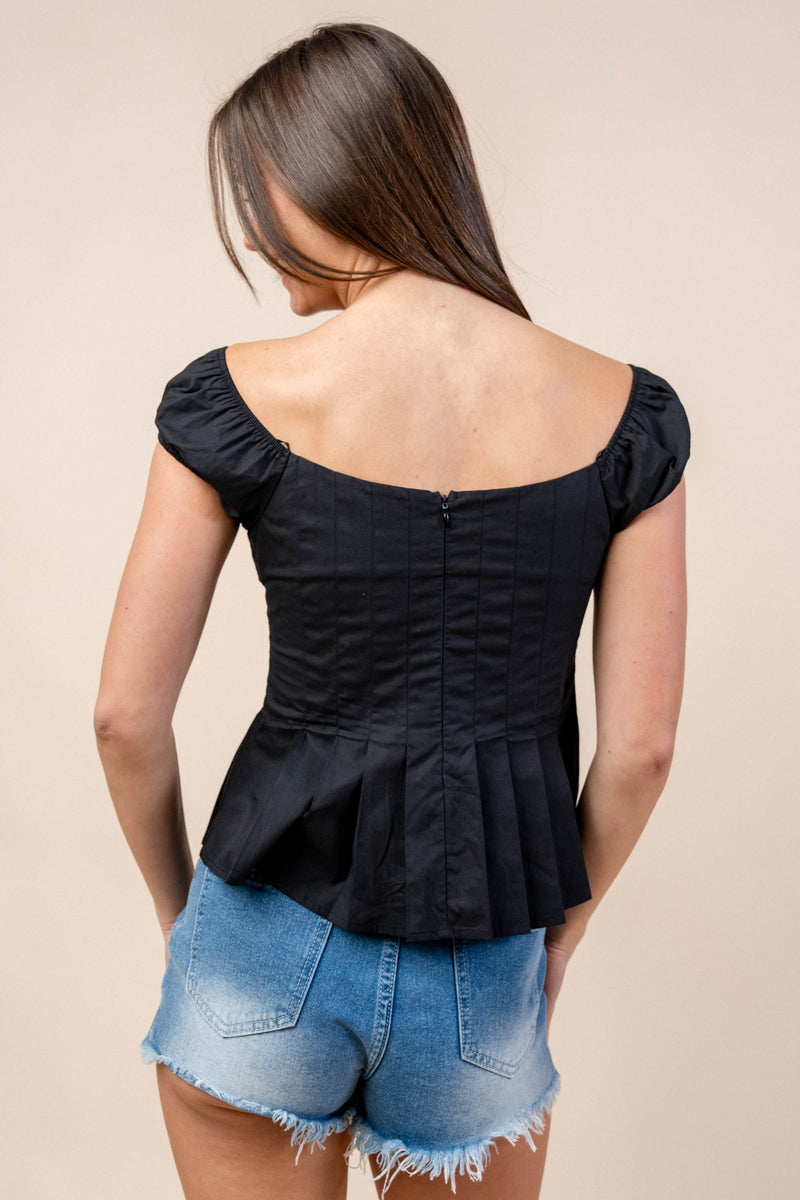 Sarge Off-Shoulder Cotton Peplum Top