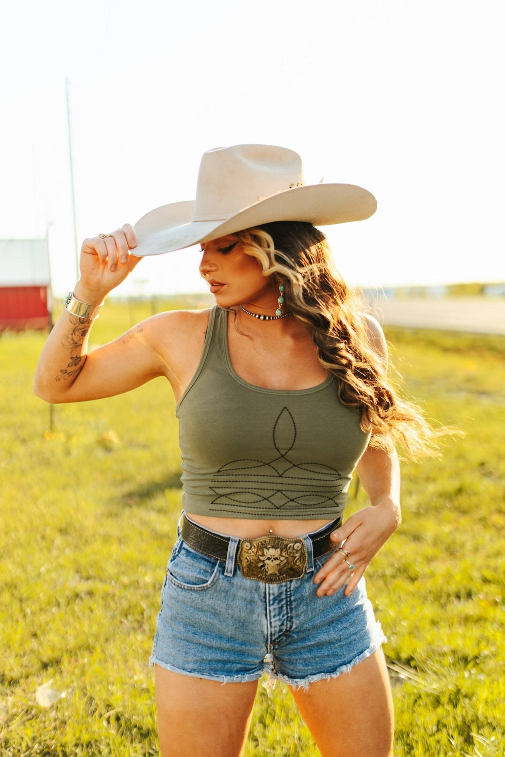 Taboo Boot Stitch Western Tank Top
