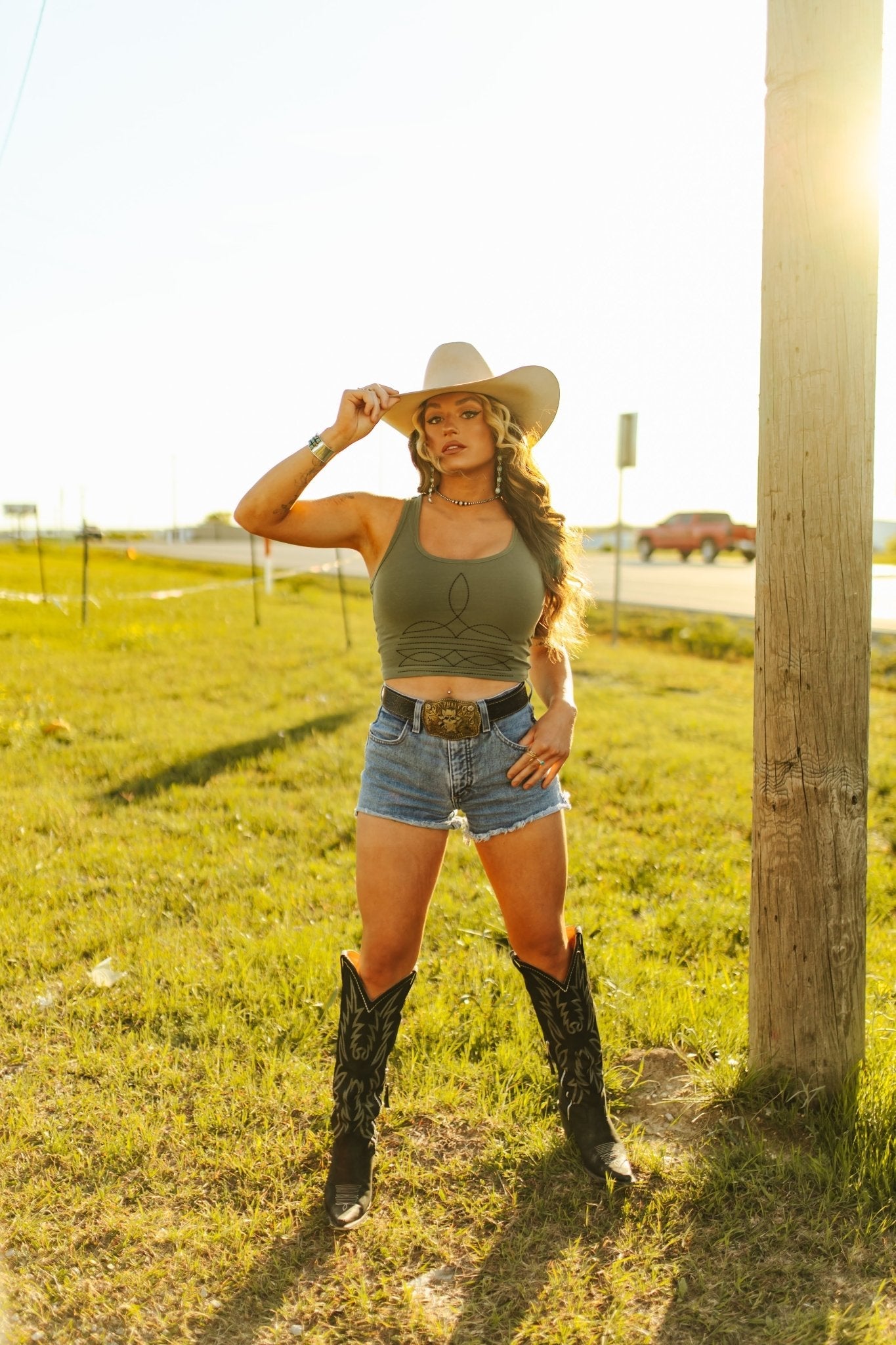 Taboo Boot Stitch Western Tank Top